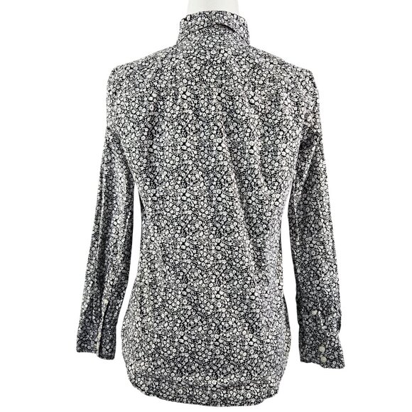 J. Crew Black White Floral Button-Up Shirt in Cotton Poplin Ditsy Romantic AD359 - Picture 2 of 10